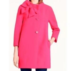 Kate Spade Hot Pink Cotton and Silk Bow Coat Size Small